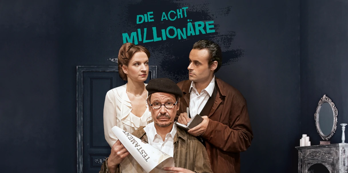 Berliner Kriminaltheater, Titelbild Die 8 Millionäre, 3er Gruppe