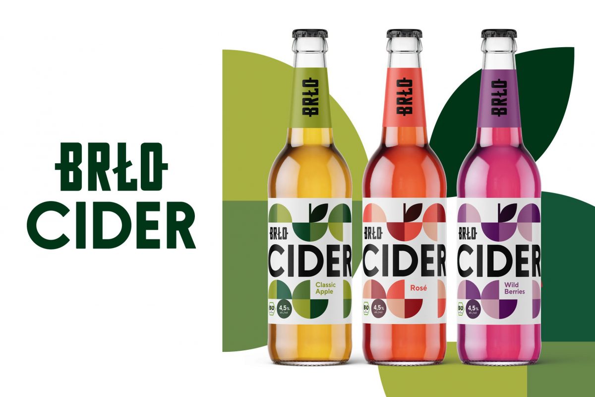 BRLO Cider, three bottles in different flavors stand next to each other