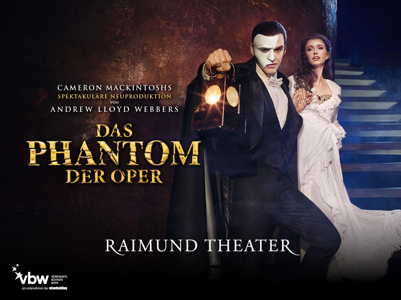 Plakat für die nächste Aufführung des Musicals Das Phantom der Oper.
