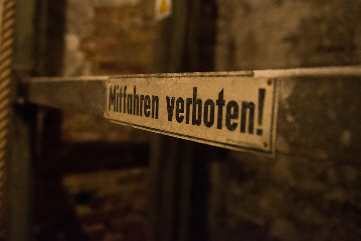 Vienna in a different way, tour into the Viennese underworld, sign saying “No rides” hangs on a wooden step