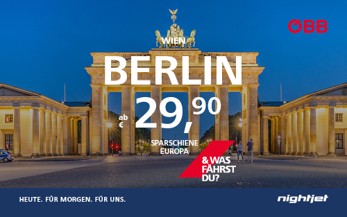Bild von ÖBB für NightJet Werbung von Berlin nach Wien